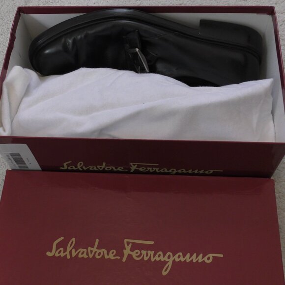 Salvatore Ferragamo Studio Tramezza Single Monk Strap Mens Dress Shoes Black